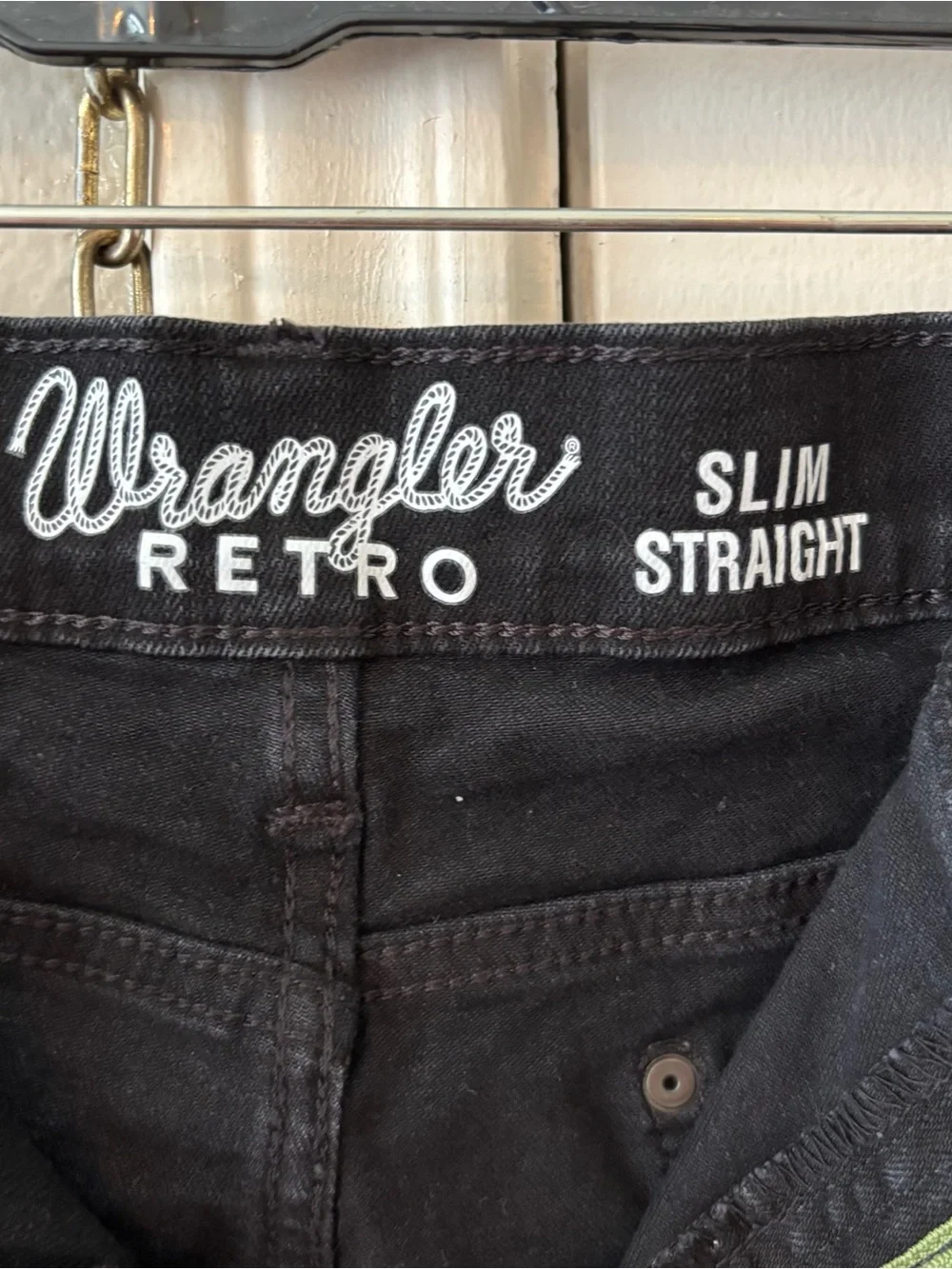 Wrangler Retro Slim Straight Black Jeans Size 38x34